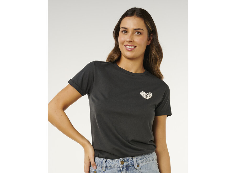 Rip Curl Rc Heart Logos T-shirt Washed Black