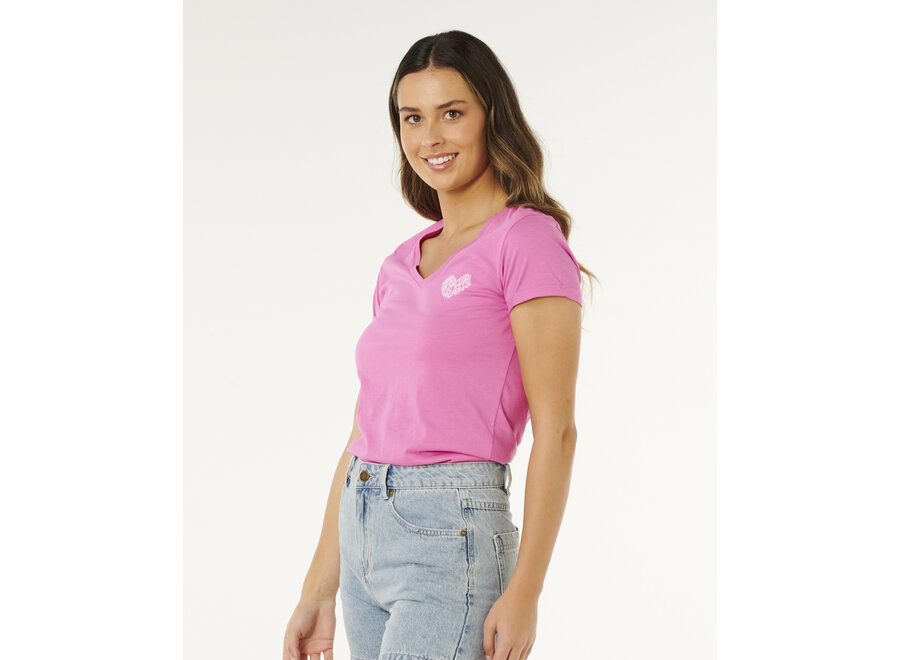 Rip Curl Rc Heart V Neck T-shirt Super Pink
