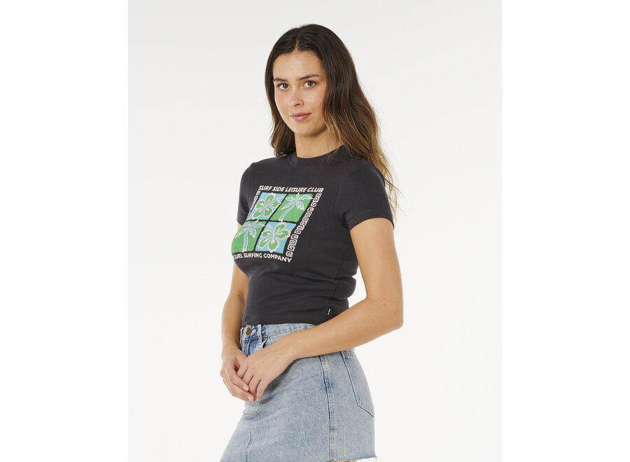 Rip Curl Surf Side Fitted T-shirt Washed Black