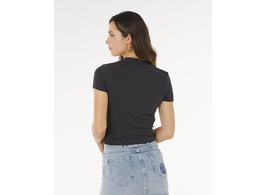 Rip Curl Surf Side Fitted T-shirt Washed Black