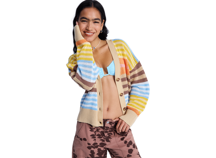 Roxy Cosmic Coast Strip Cardigan Coconut Milk Horizon