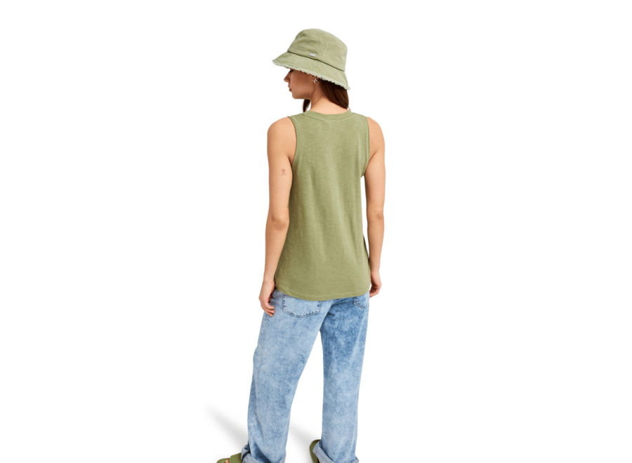 Roxy Better Days Tan Knit Top Oil Green