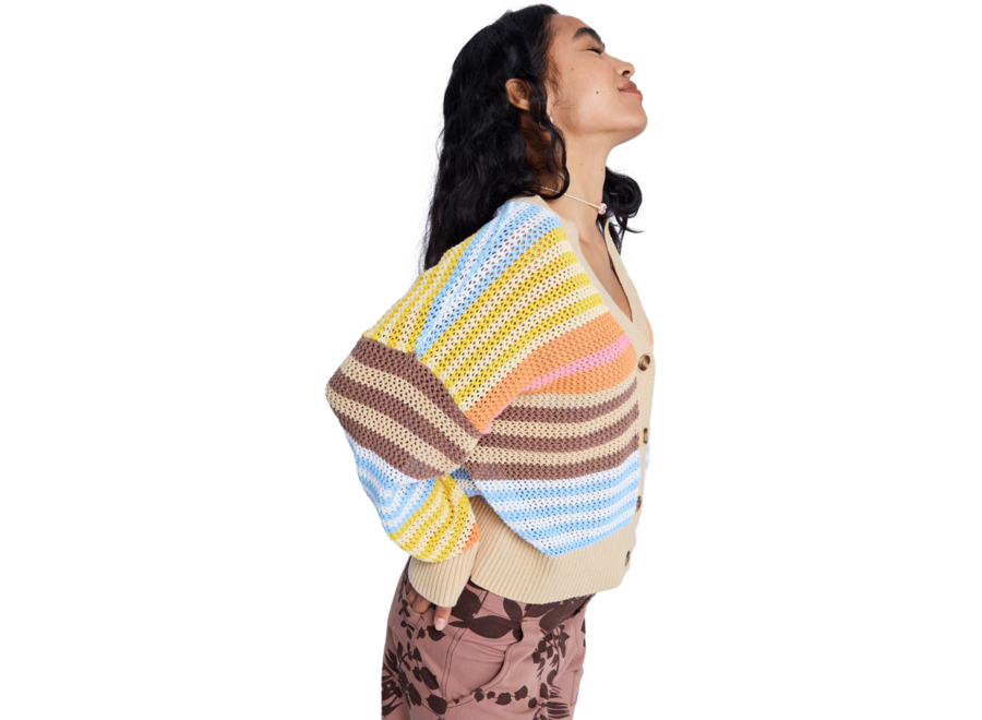 Roxy Cosmic Coast Strip Cardigan Coconut Milk Horizon