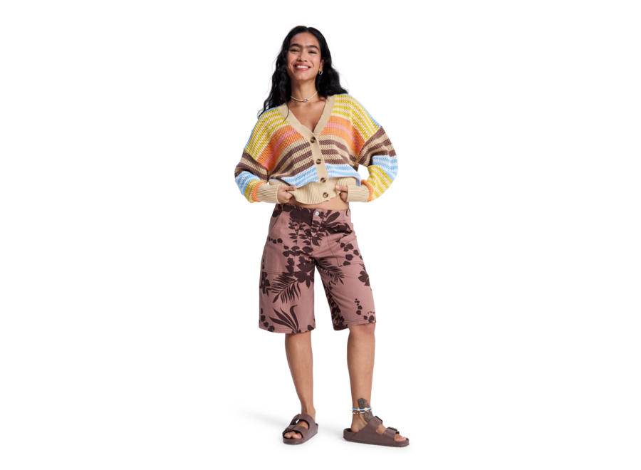 Cosmic Coast Strip Cardigan Coconut Milk Horizon