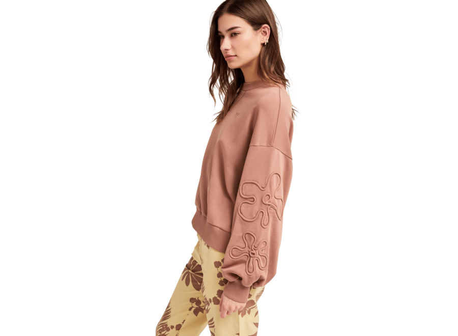 Roxy Flower Song Fleece Crew Brownie