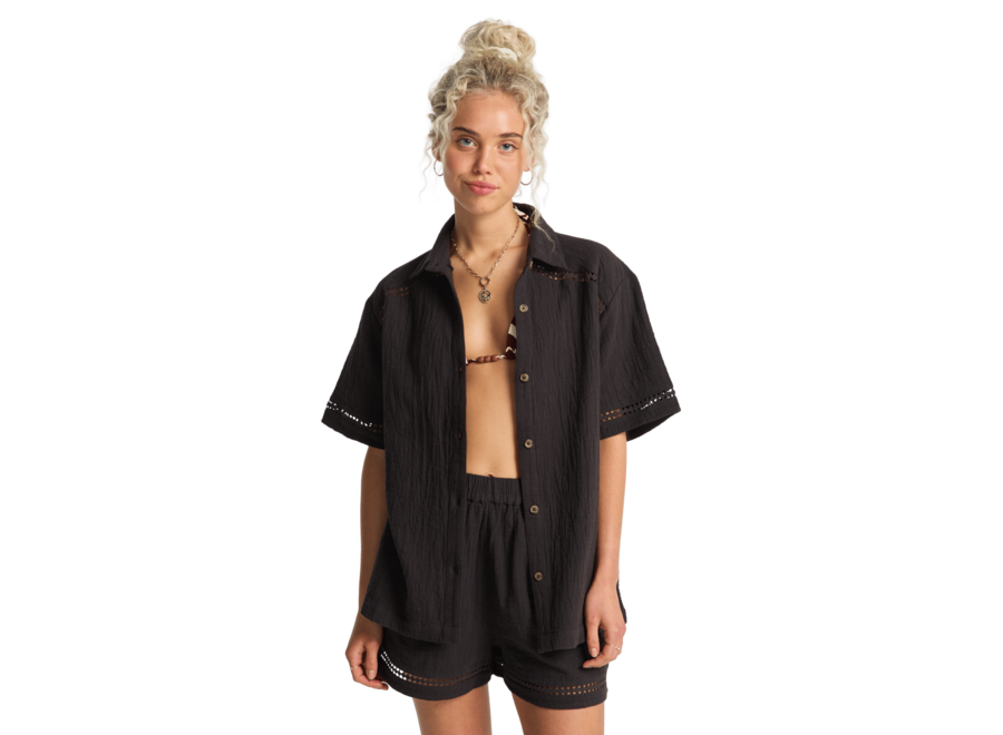 Summers End Woven Top Black Sands