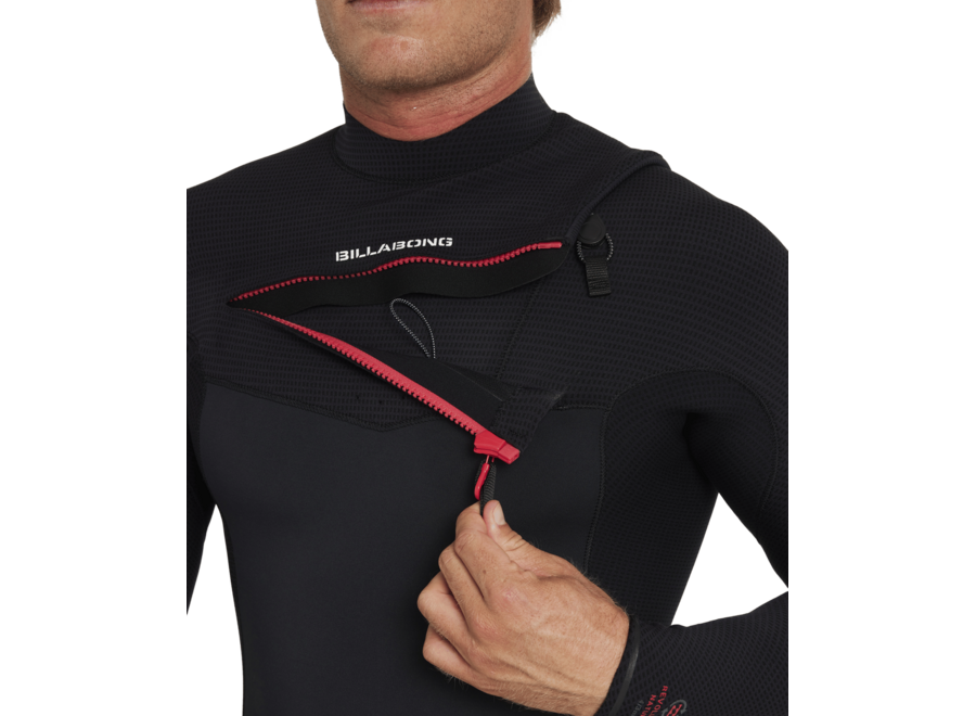 Billabong 4/3mm Revolution Natural Chest Zip Wetsuit Black Red
