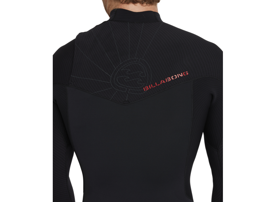 Billabong 4/3mm Revolution Natural Chest Zip Wetsuit Black Red