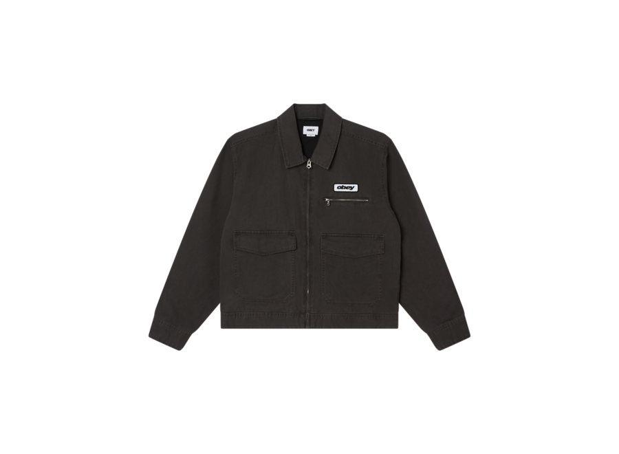 Obey Walter Work Jacket Black Faded Wash