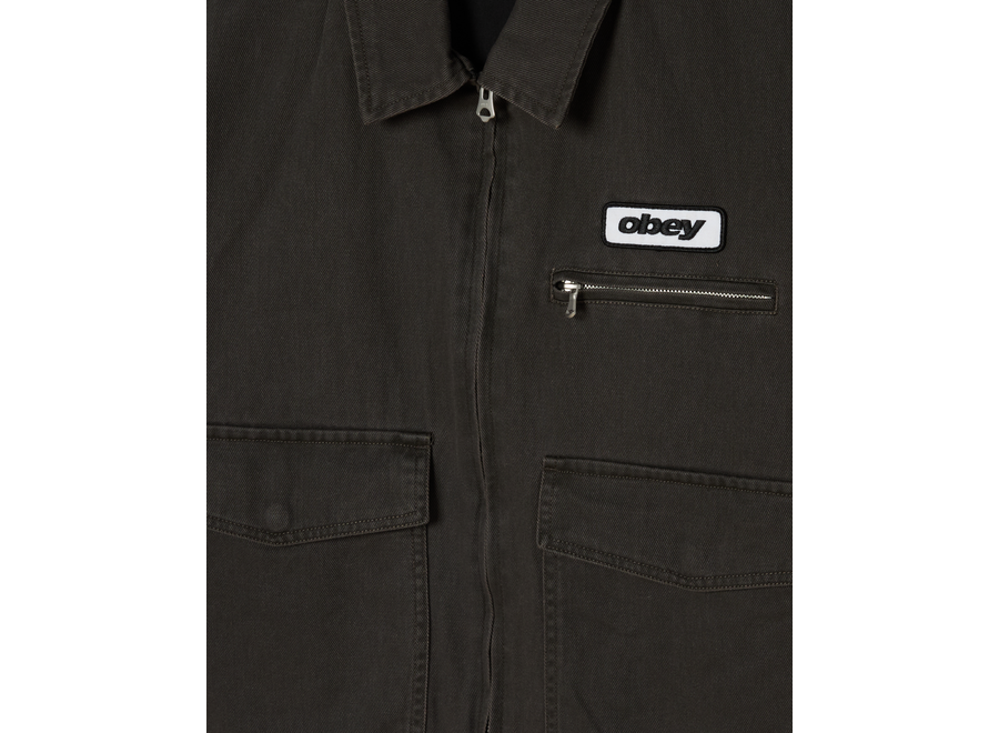 Obey Walter Work Jacket Black Faded Wash