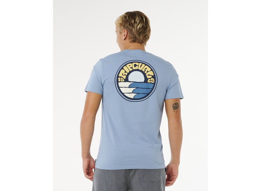 Rip Curl Pacific Rinse Stacked T-shirt Faded Denim