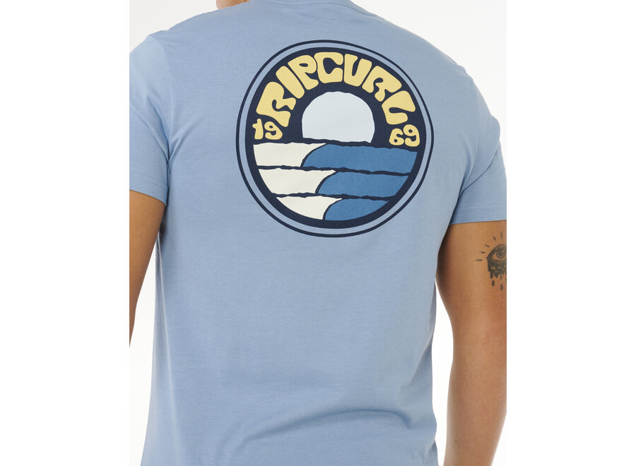 Rip Curl Pacific Rinse Stacked T-shirt Faded Denim
