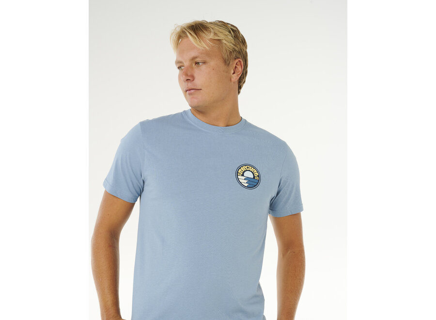 Rip Curl Pacific Rinse Stacked T-shirt Faded Denim