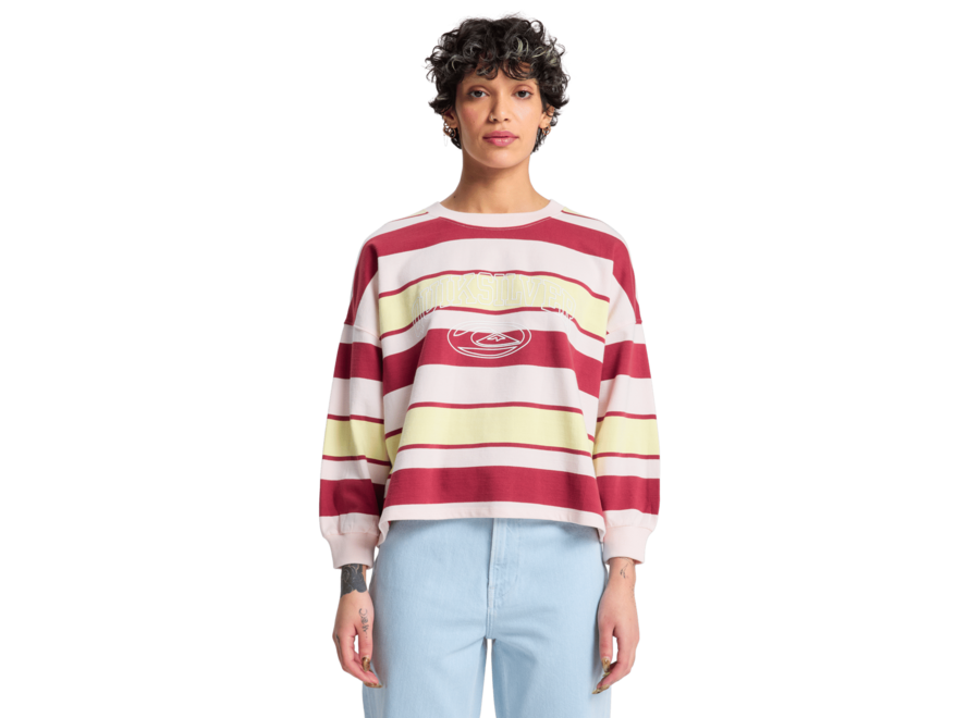 Quiksilver Womens Bright Fleece Crew Neck Burnt Stripe