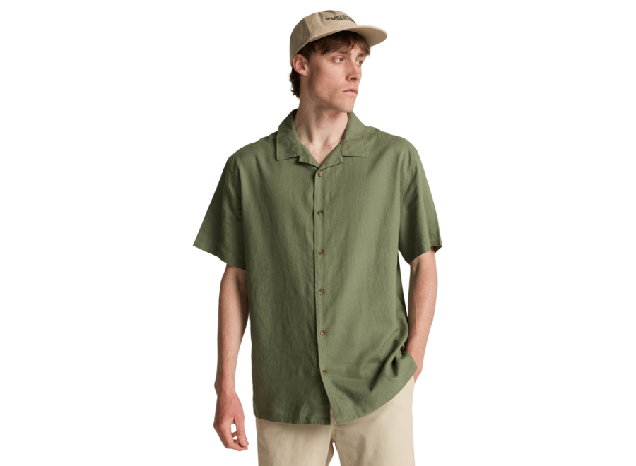 Billabong Vacay Linen S/S Woven Top Moss Green