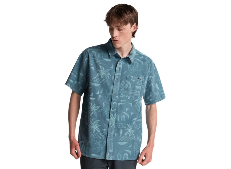 Solana S/S Woven Top Washed Blue