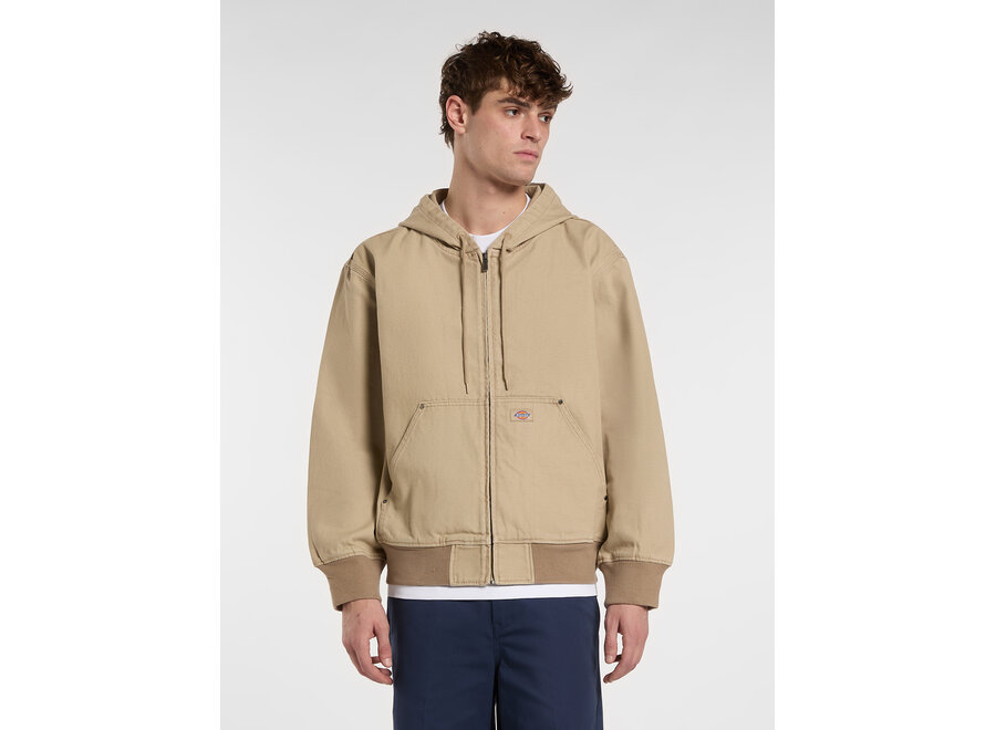 Unlined Canvas Hooded Bomber Desert Sand