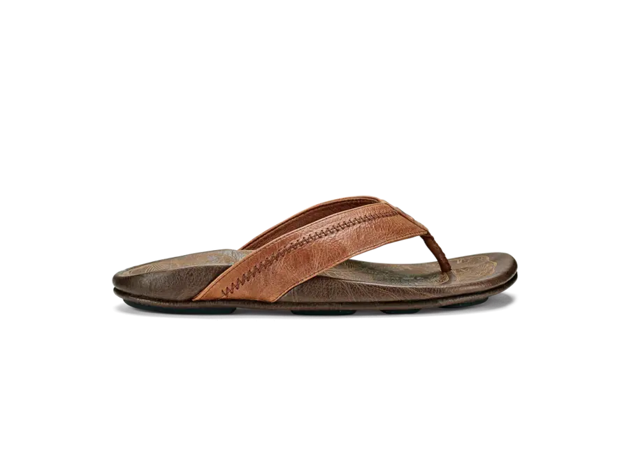 OluKai Hiapo Heren Slipper Rum/Dark Wood