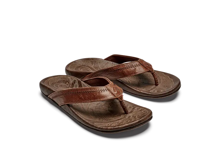 OluKai Hiapo Heren Slipper Rum/Dark Wood
