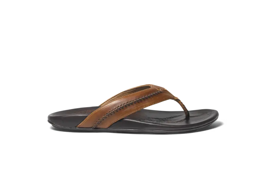 OluKai Mea Ola Heren Slipper Tan/Dark Java