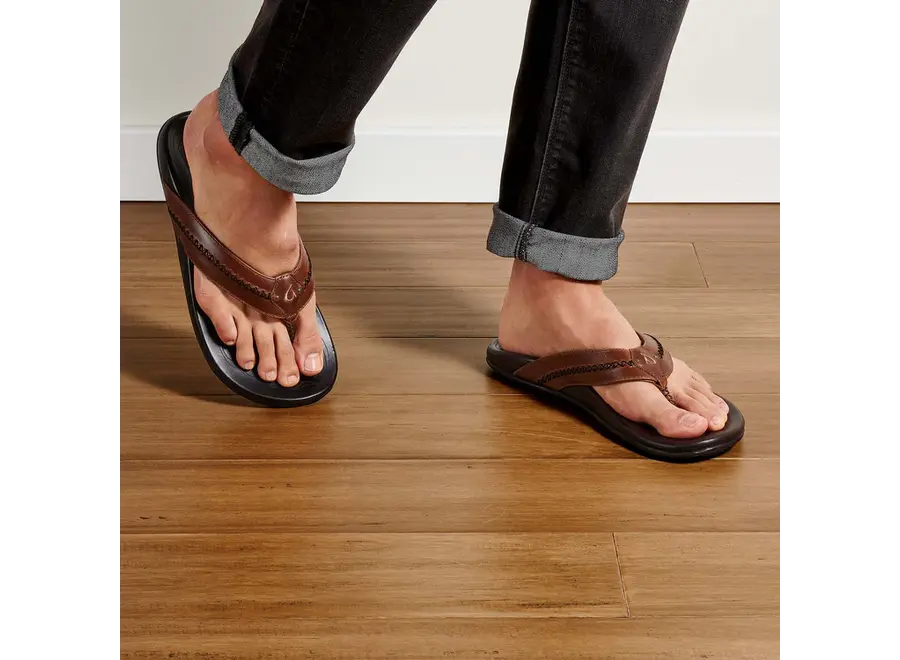 OluKai Mea Ola Dames Slipper Tan/Dark Java