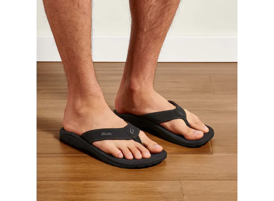 OluKai Ohana Heren Slipper Black/Dark Shadow