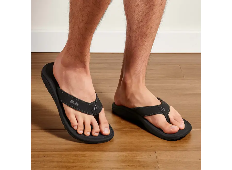 OluKai Ohana Heren Slipper Black/Dark Shadow