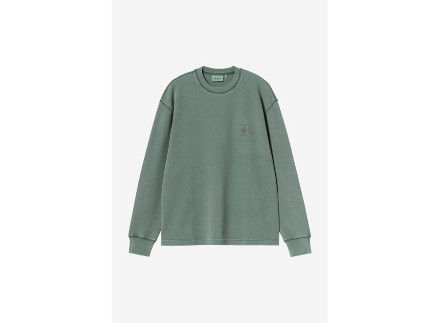 Carhartt WIP L/S Vista Waffle T-Shirt Garment Dyed Dark Scarab