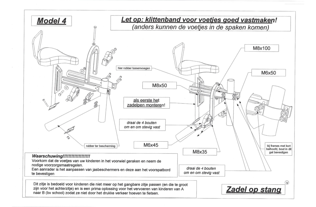 Zadel Op Stang Model 4 Voor Damesfiets Enkele Oversized Stang