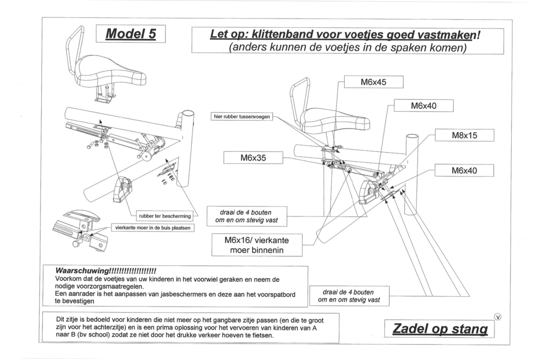 Zadel Op Stang Model 5 Voor Herenfiets Met Oversized Stang