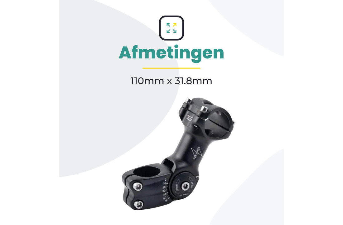 Voltano A-Head Verstelbare Stuurpen Voorbouw – 1-1/8” 28,6 / 110 mm / 31,8 mm – Zwart - º60 graden Verstelbaar - Stuur Verhoger