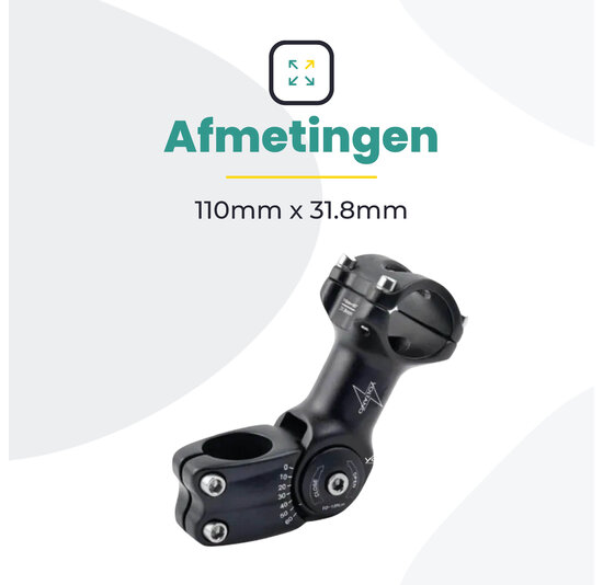 Voltano A-Head Verstelbare Stuurpen Voorbouw – 1-1/8” 28,6 / 110 mm / 31,8 mm – Zwart - º60 graden Verstelbaar - Stuur Verhoger