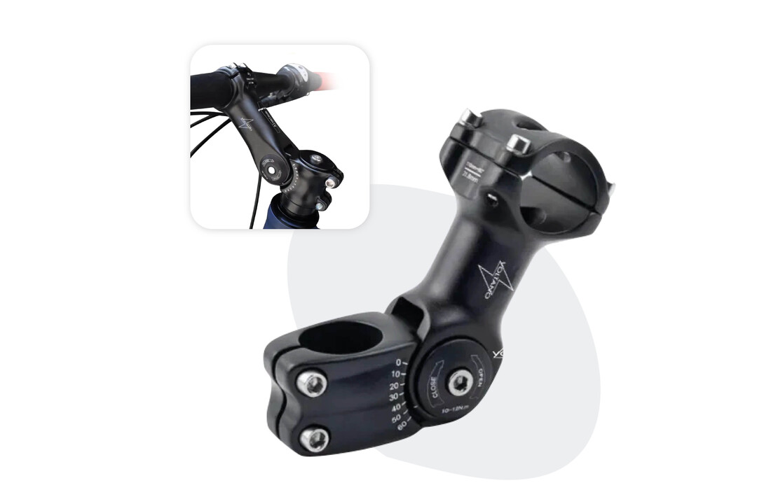 Voltano A-Head Verstelbare Stuurpen Voorbouw – 1-1/8” 28,6 / 110 mm / 31,8 mm – Zwart - º60 graden Verstelbaar - Stuur Verhoger