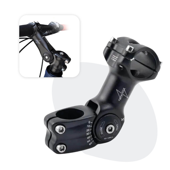 Voltano A-Head Verstelbare Stuurpen Voorbouw – 1-1/8” 28,6 / 110 mm / 31,8 mm – Zwart - º60 graden Verstelbaar - Stuur Verhoger