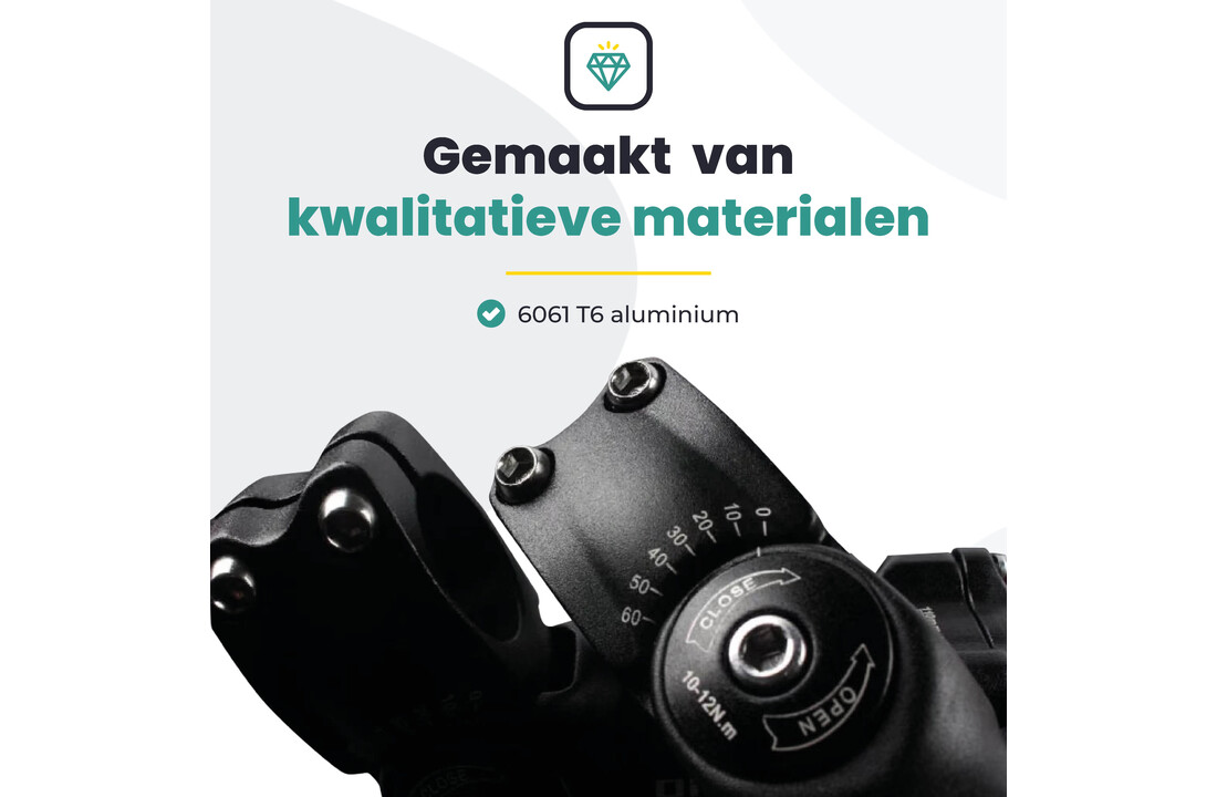 Voltano A-Head Verstelbare Stuurpen Voorbouw – 1-1/8” 28,6 / 110 mm / 31,8 mm – Zwart - º60 graden Verstelbaar - Stuur Verhoger