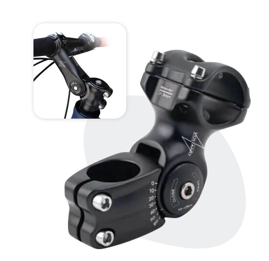 Voltano A-Head Verstelbare Stuurpen Voorbouw – 1-1/8” 28,6 / 90 mm / 31,8 mm – Zwart - º60 graden Verstelbaar - Stuur Verhoger