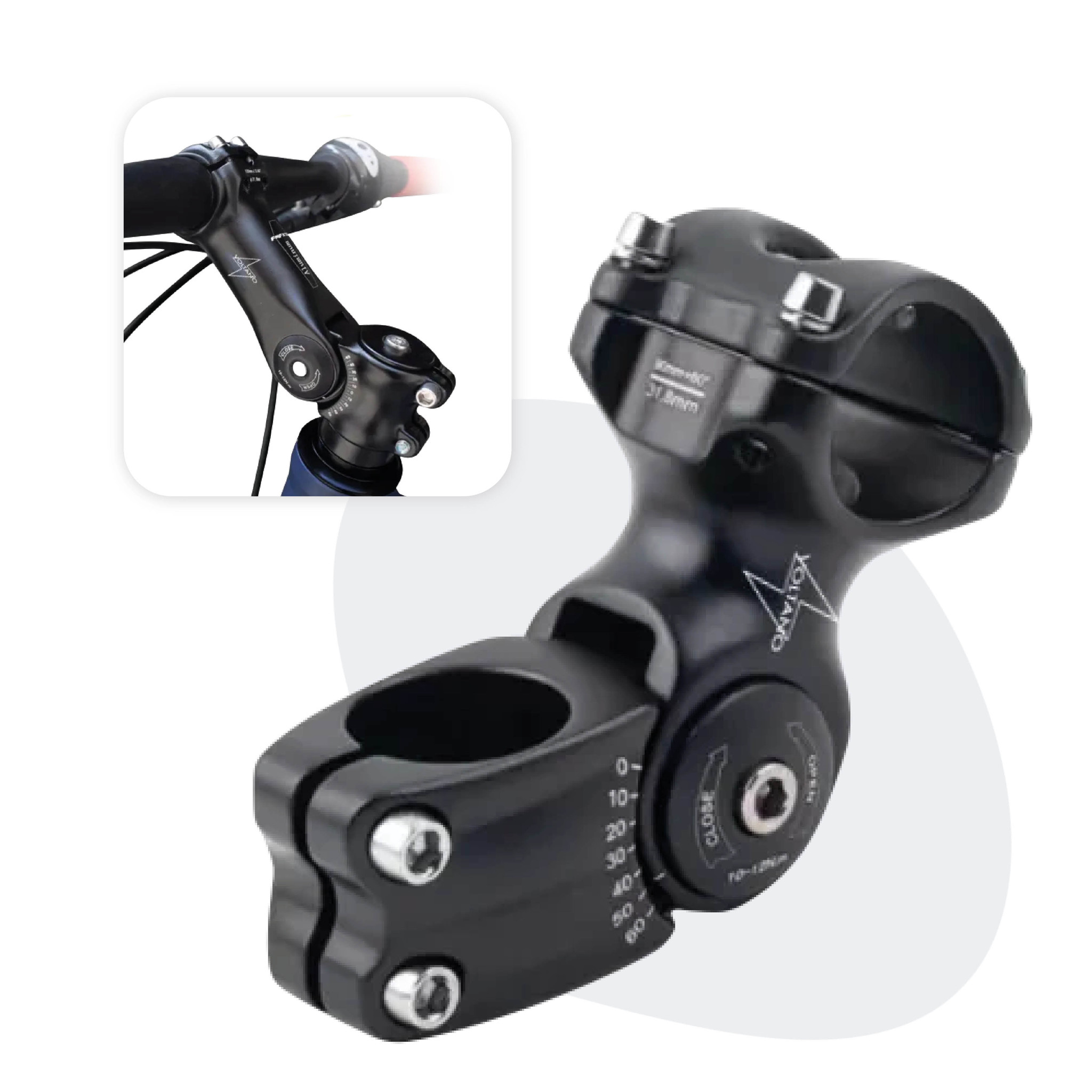 Voltano A-Head Verstelbare Stuurpen Voorbouw – 1-1/8” 28,6 / 90 mm / 31,8 mm – Zwart - º60 graden Verstelbaar - Stuur Verhoger