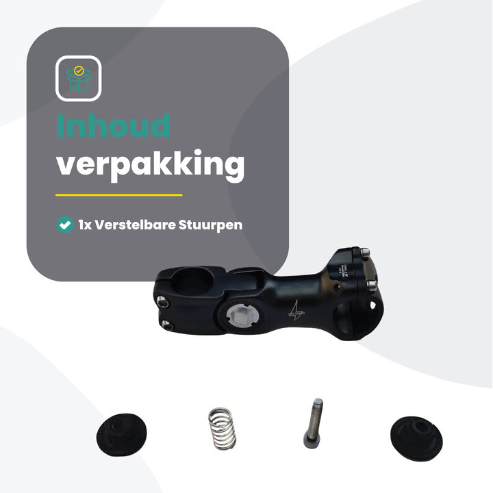 Voltano A-Head Verstelbare Stuurpen Voorbouw – 1-1/8” 28,6 / 90 mm / 31,8 mm – Zwart - º60 graden Verstelbaar - Stuur Verhoger