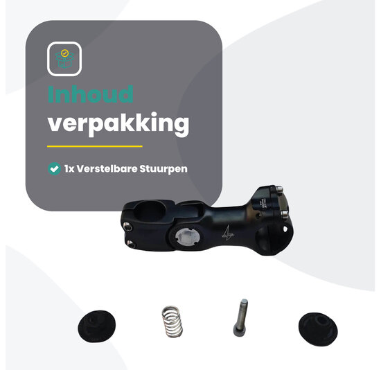 Voltano A-Head Verstelbare Stuurpen Voorbouw – 1-1/8” 28,6 / 90 mm / 31,8 mm – Zwart - º60 graden Verstelbaar - Stuur Verhoger