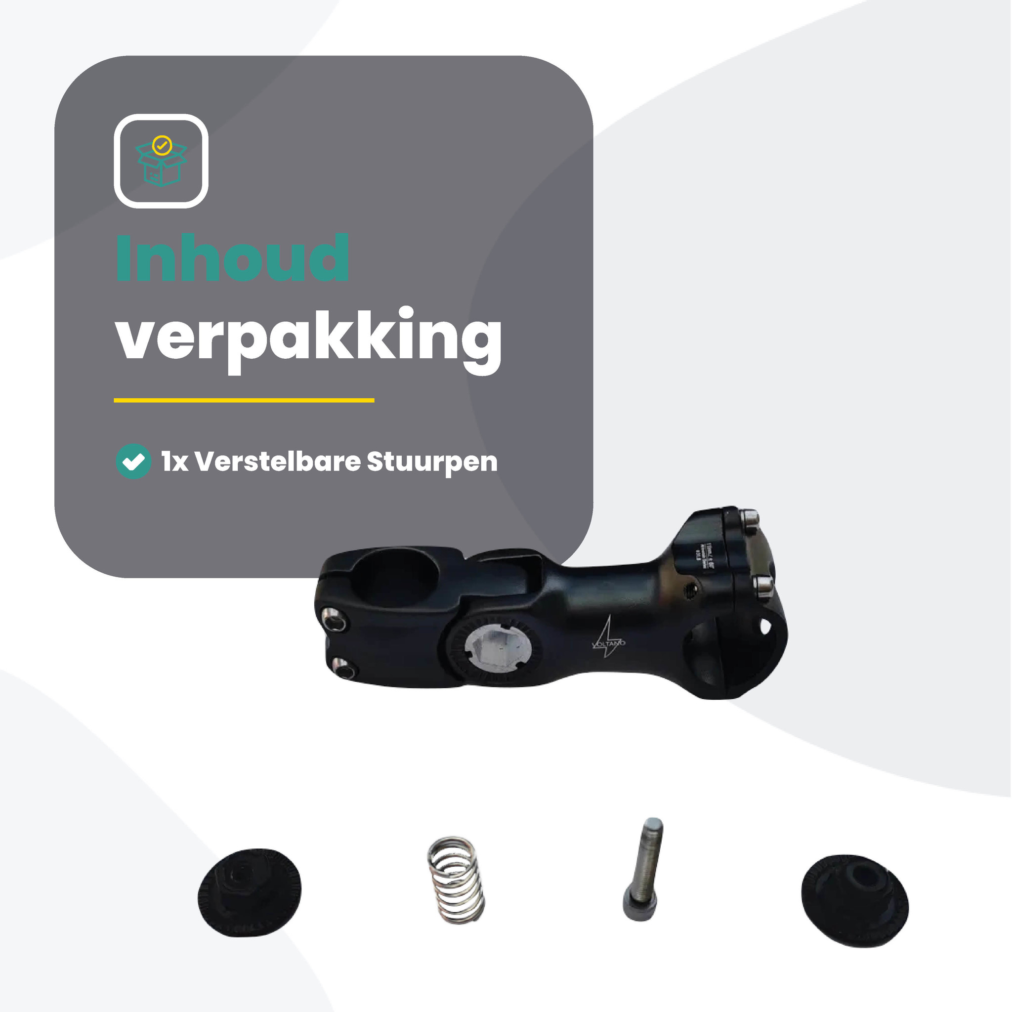 Voltano A-Head Verstelbare Stuurpen Voorbouw – 1-1/8” 28,6 / 90 mm / 31,8 mm – Zwart - º60 graden Verstelbaar - Stuur Verhoger