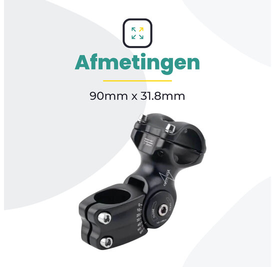 Voltano A-Head Verstelbare Stuurpen Voorbouw – 1-1/8” 28,6 / 90 mm / 31,8 mm – Zwart - º60 graden Verstelbaar - Stuur Verhoger