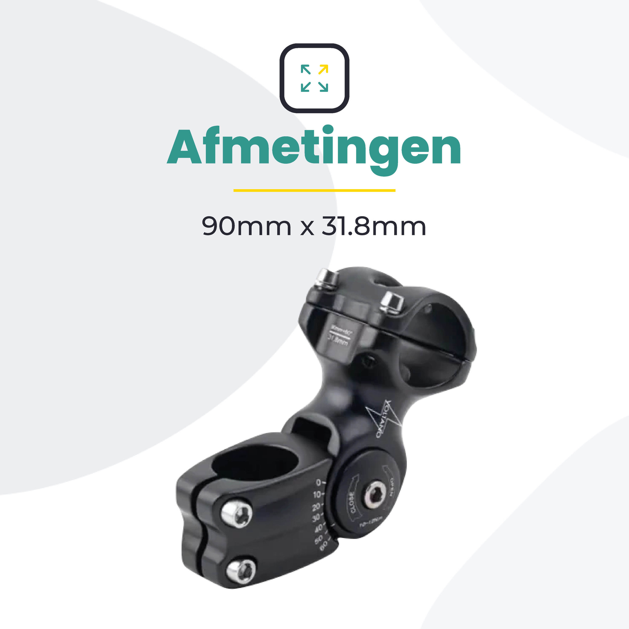 Voltano A-Head Verstelbare Stuurpen Voorbouw – 1-1/8” 28,6 / 90 mm / 31,8 mm – Zwart - º60 graden Verstelbaar - Stuur Verhoger