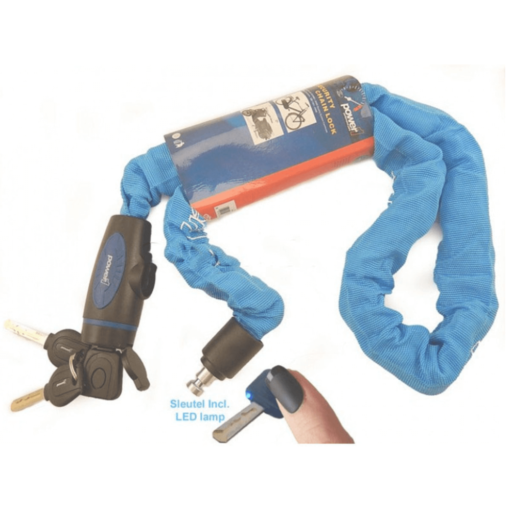 Power1 Snelsluitend Fiets / Scooter Kettingslot 110CM 3 Sleutels