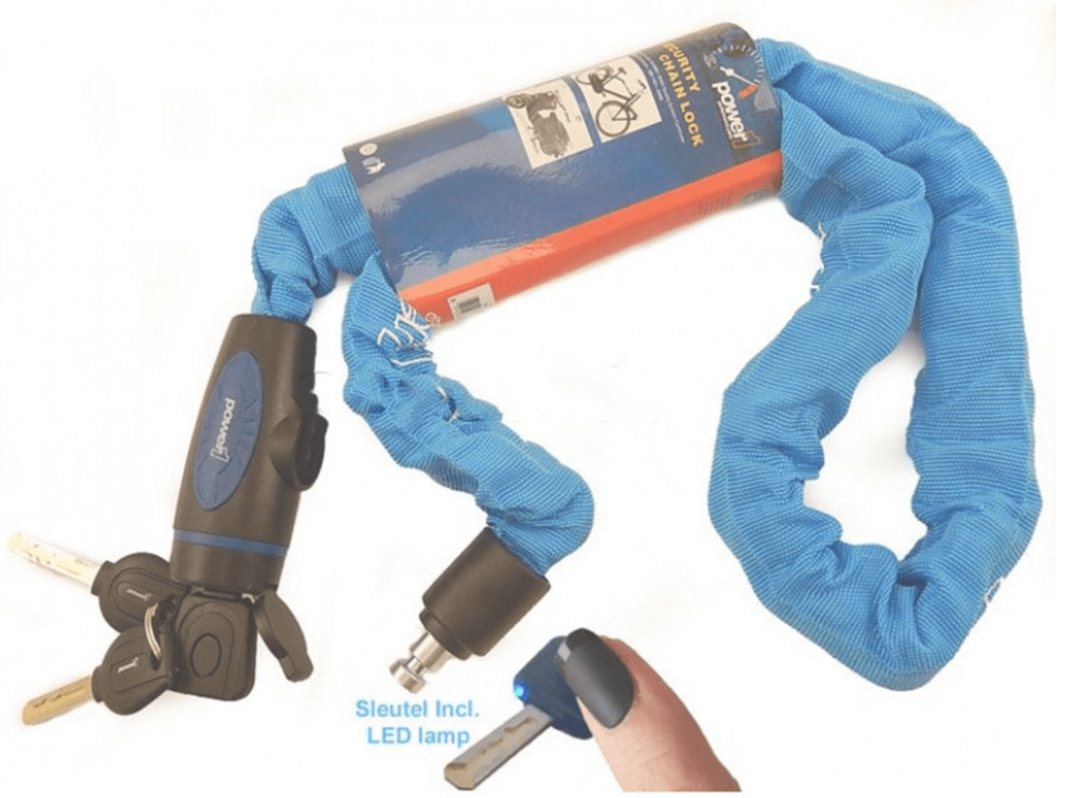 Power1 Snelsluitend Fiets / Scooter Kettingslot 110CM 3 Sleutels