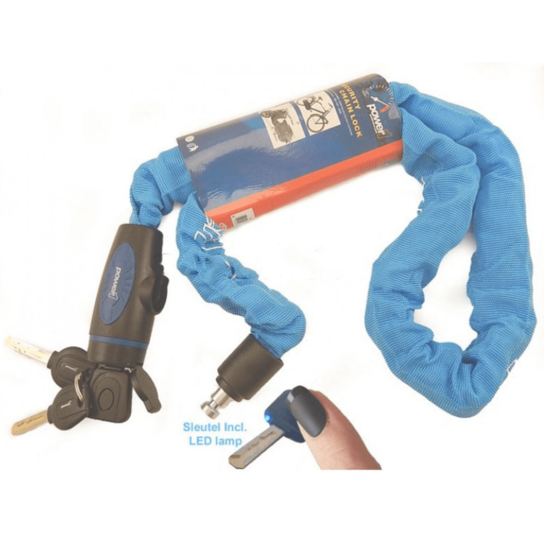 Power1 Snelsluitend Fiets / Scooter Kettingslot 110CM 3 Sleutels