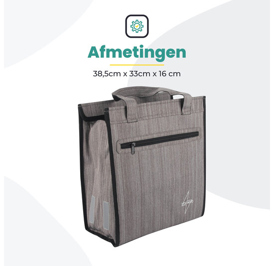 Voltano Shopper Fietstas - 20L - Enkele Pakaftas - Grijs - Verstevigd