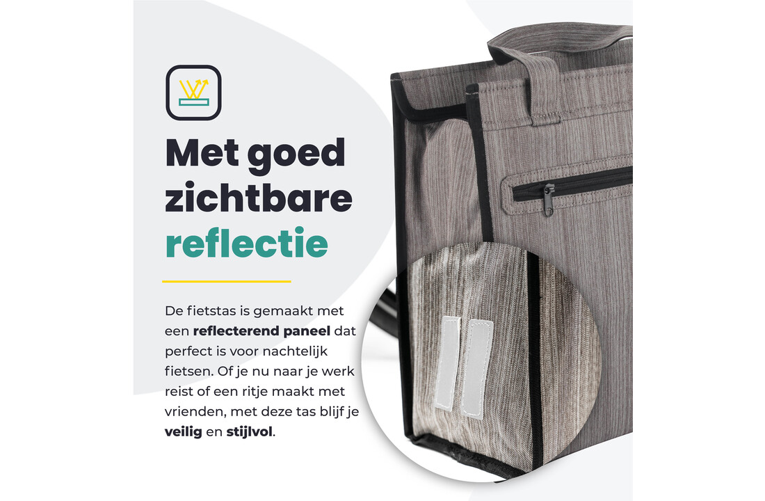 Voltano Shopper Fietstas - 20L - Enkele Pakaftas - Grijs - Verstevigd