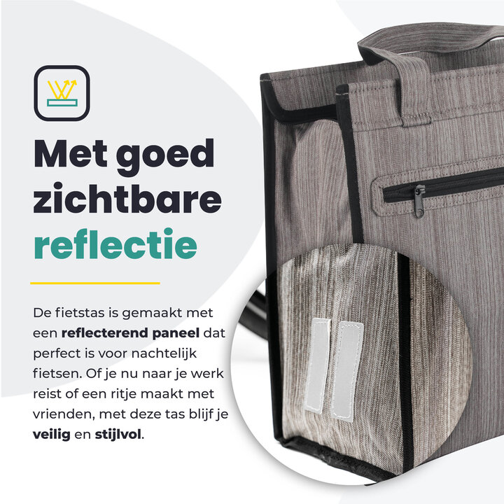 Voltano Shopper Fietstas - 20L - Enkele Pakaftas - Grijs - Verstevigd