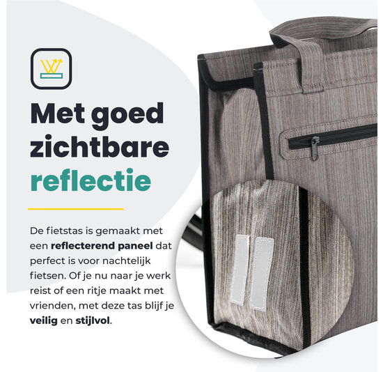 Voltano Shopper Fietstas - 20L - Enkele Pakaftas - Grijs - Verstevigd