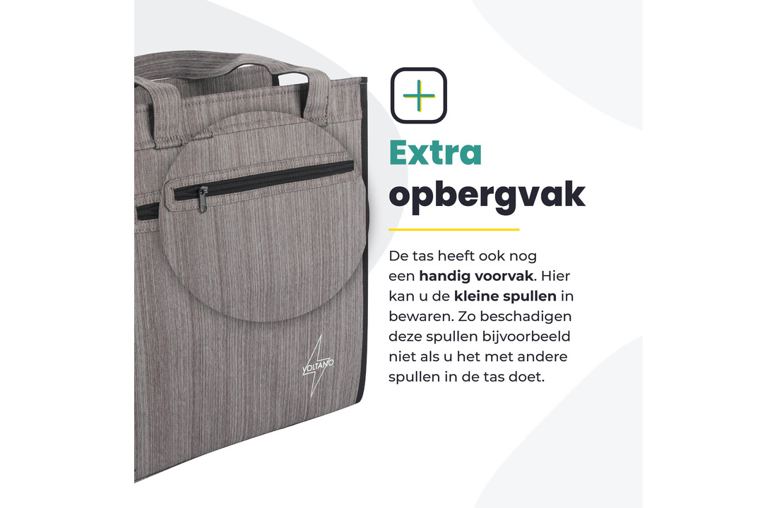 Voltano Shopper Fietstas - 20L - Enkele Pakaftas - Grijs - Verstevigd